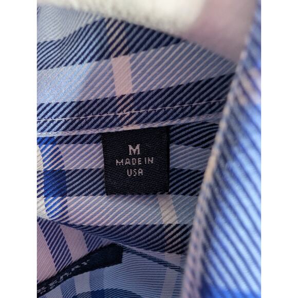 Authentic Burberry London Mens Blue Nova Check Plaid Cotton Button Down Shirt MD - Picture 9 of 10